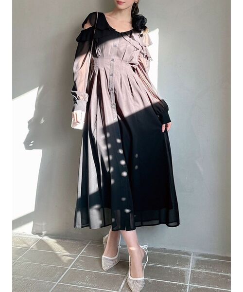 セール】コルセットシャツフレアワンピース（シャツワンピース