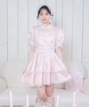 Honey Cinnamon デコルテ開きレースジャンスカセット Honey Cinnamon ジャンパースカート デコルテ開きレース