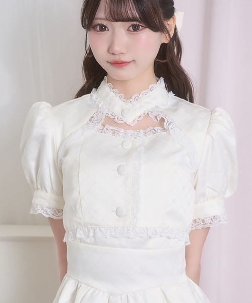 Honey Cinnamon(ハニーシナモン)の「デコルテ開きレースジャンスカセット(ジャンパースカート・レディース・アイボリー/ピンク・FREE)」の20枚目の写真