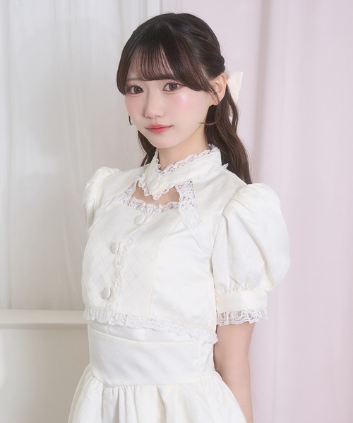 Honey Cinnamon(ハニーシナモン)の「デコルテ開きレースジャンスカセット(ジャンパースカート・レディース・アイボリー/ピンク・FREE)」の19枚目の写真