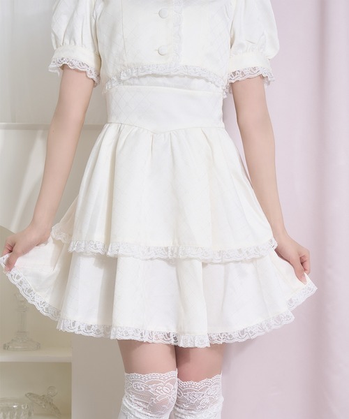 Honey Cinnamon(ハニーシナモン)の「デコルテ開きレースジャンスカセット(ジャンパースカート・レディース・アイボリー/ピンク・FREE)」の18枚目の写真