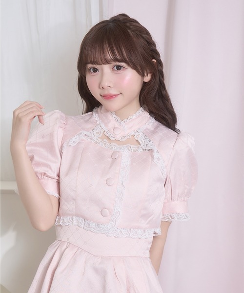 Honey Cinnamon(ハニーシナモン)の「デコルテ開きレースジャンスカセット(ジャンパースカート・レディース・アイボリー/ピンク・FREE)」の14枚目の写真