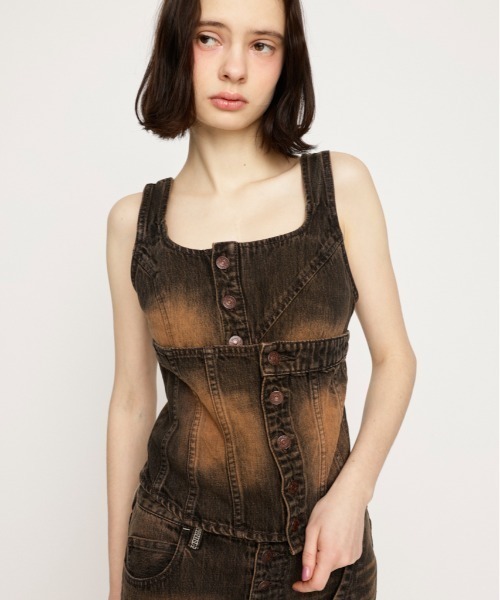セール】LAYERED CORSET DENIM BUSTIER レイヤード コルセット