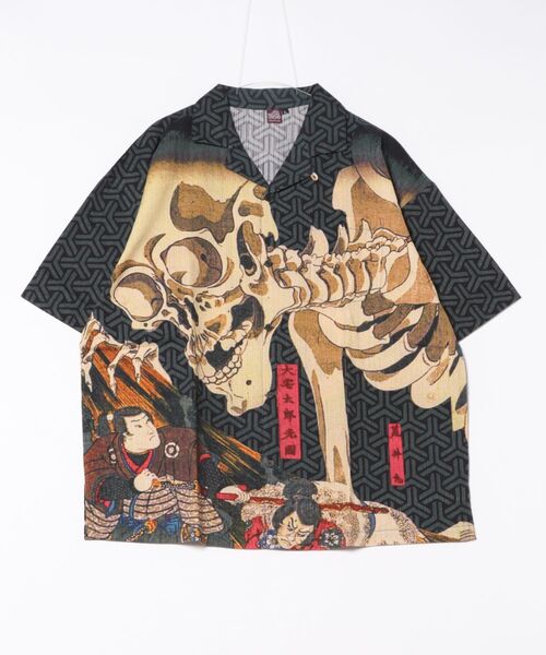 カヤ（カヤ）の「【カヤ】着る、NIPPON ART 倭の絵シャツL（シャツ/ブラウス・メンズ・ブラック/ライトブルー/ブルー/ベージュ/ダークグレー/ネイビー/オレンジ/ブラウン/ダークネイビー/グリーン/ピンク/レッド・L）」の2枚目の写真