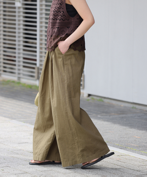 リネンコットンワイドギャザーパンツ（その他パンツ）｜JOURNAL