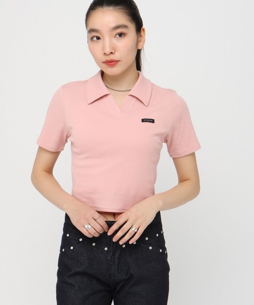 3.3 Field Trip (3.3フィールドトリップ)の「3.3Field Trip/リブニット半袖スキッパー(Tシャツ/カットソー・レディース・ブラック/ピンク/グレー・FREE)」の1枚目の写真
