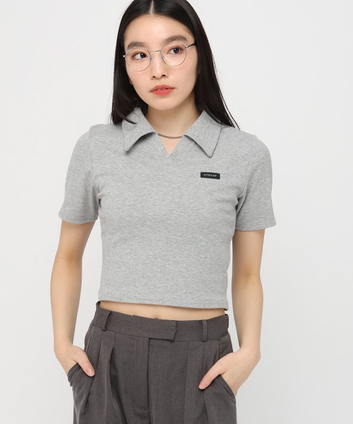 3.3 Field Trip (3.3フィールドトリップ)の「3.3Field Trip/リブニット半袖スキッパー(Tシャツ/カットソー・レディース・ブラック/ピンク/グレー・FREE)」の18枚目の写真