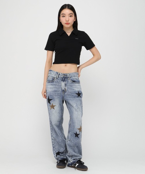 3.3 Field Trip (3.3フィールドトリップ)の「3.3Field Trip/リブニット半袖スキッパー(Tシャツ/カットソー・レディース・ブラック/ピンク/グレー・FREE)」の20枚目の写真