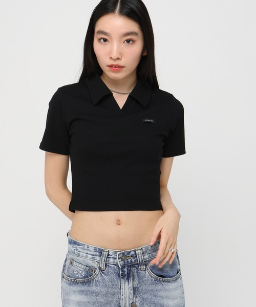 3.3 Field Trip (3.3フィールドトリップ)の「3.3Field Trip/リブニット半袖スキッパー(Tシャツ/カットソー・レディース・ブラック/ピンク/グレー・FREE)」の11枚目の写真