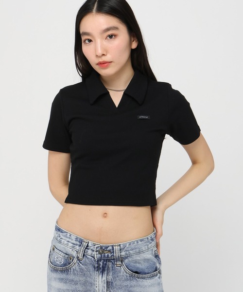 3.3 Field Trip (3.3フィールドトリップ)の「3.3Field Trip/リブニット半袖スキッパー(Tシャツ/カットソー・レディース・ブラック/ピンク/グレー・FREE)」の13枚目の写真