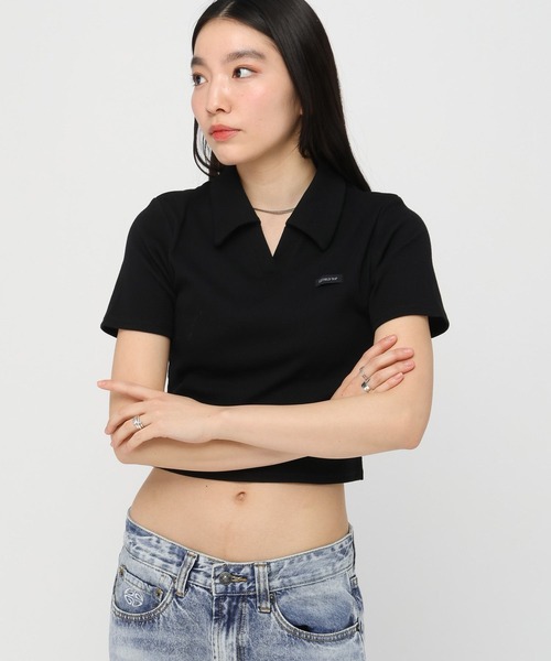 3.3 Field Trip (3.3フィールドトリップ)の「3.3Field Trip/リブニット半袖スキッパー(Tシャツ/カットソー・レディース・ブラック/ピンク/グレー・FREE)」の14枚目の写真