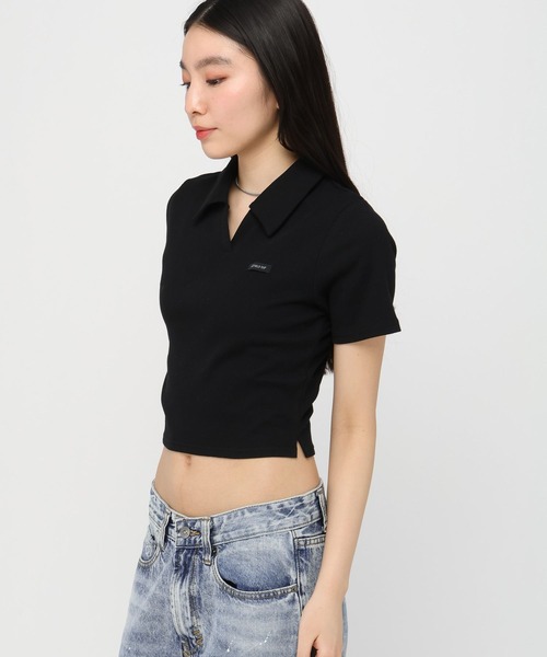 3.3 Field Trip (3.3フィールドトリップ)の「3.3Field Trip/リブニット半袖スキッパー(Tシャツ/カットソー・レディース・ブラック/ピンク/グレー・FREE)」の4枚目の写真