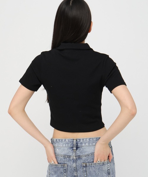3.3 Field Trip (3.3フィールドトリップ)の「3.3Field Trip/リブニット半袖スキッパー(Tシャツ/カットソー・レディース・ブラック/ピンク/グレー・FREE)」の5枚目の写真