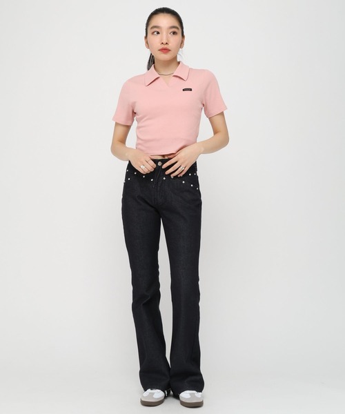 3.3 Field Trip (3.3フィールドトリップ)の「3.3Field Trip/リブニット半袖スキッパー(Tシャツ/カットソー・レディース・ブラック/ピンク/グレー・FREE)」の21枚目の写真