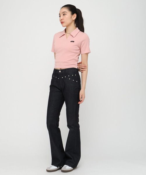 3.3 Field Trip (3.3フィールドトリップ)の「3.3Field Trip/リブニット半袖スキッパー(Tシャツ/カットソー・レディース・ブラック/ピンク/グレー・FREE)」の22枚目の写真
