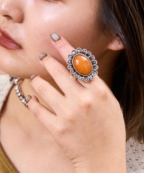 CIAOPANIC TYPY（チャオパニックティピー）の「【yuccA】フラワーリング（リング・レディース・オレンジ/グレー・ONE SIZE）」の9枚目の写真