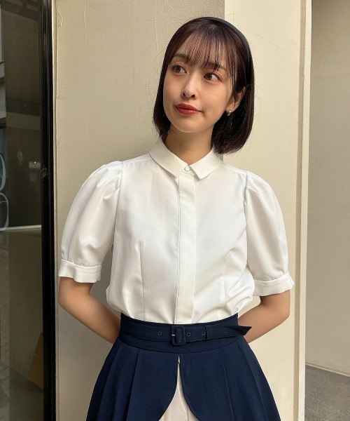 an another angelus(アンアナザーアンジェラス)の「ドレープタイ付きシャツ【新色追加】取り外し可/ fint フィント 夏服(シャツ/ブラウス・レディース・ホワイト×ブルー/ホワイト/ホワイト×グレー・FREE)」の9枚目の写真