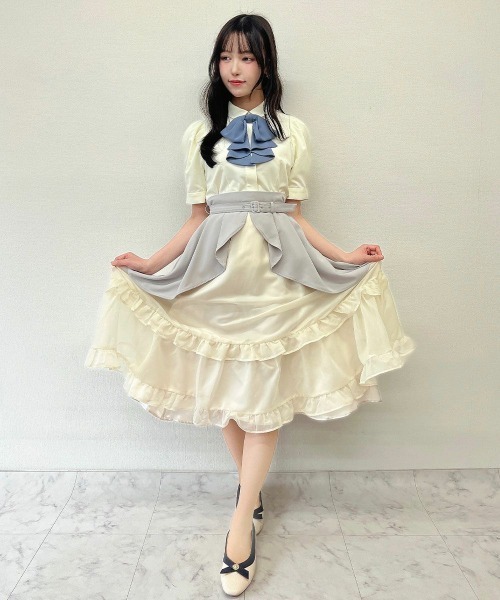 an another angelus(アンアナザーアンジェラス)の「ドレープタイ付きシャツ【新色追加】取り外し可/ fint フィント 夏服(シャツ/ブラウス・レディース・ホワイト×ブルー/ホワイト/ホワイト×グレー・FREE)」の10枚目の写真