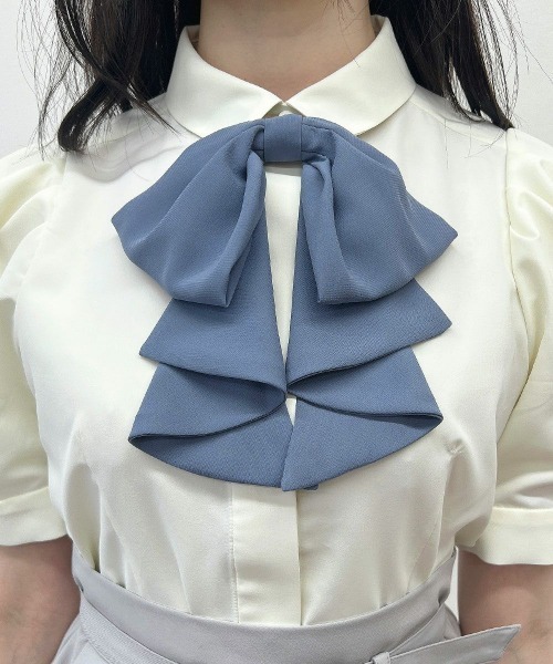 an another angelus(アンアナザーアンジェラス)の「ドレープタイ付きシャツ【新色追加】取り外し可/ fint フィント 夏服(シャツ/ブラウス・レディース・ホワイト×ブルー/ホワイト/ホワイト×グレー・FREE)」の12枚目の写真