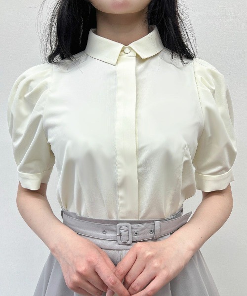 an another angelus(アンアナザーアンジェラス)の「ドレープタイ付きシャツ【新色追加】取り外し可/ fint フィント 夏服(シャツ/ブラウス・レディース・ホワイト×ブルー/ホワイト/ホワイト×グレー・FREE)」の14枚目の写真