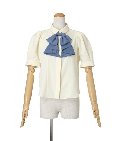 an another angelus(アンアナザーアンジェラス)の「ドレープタイ付きシャツ【新色追加】取り外し可/ fint フィント 夏服(シャツ/ブラウス・レディース・ホワイト×ブルー/ホワイト/ホワイト×グレー・FREE)」の19枚目の写真