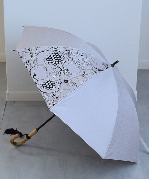 【新品未使用】ウタタネ　日傘　晴雨兼用　長傘　いぬハンドル　グレイッシュカーキ utatane 日傘（長傘） 一級遮光晴雨兼用 ベーシック系 無地 黒系