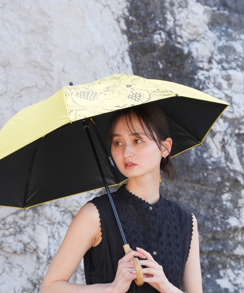 【新品未使用】ウタタネ　日傘　晴雨兼用　長傘　いぬハンドル　グレイッシュカーキ セール】utatane×Kuovi 日傘 完全遮光100％ 晴雨兼用 北欧色