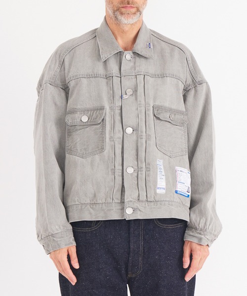 In・stru(men-tal).(インストルメンタル)の「【MIHARAYASUHIRO/ミハラヤスヒロ】SELVAGE DENIM JACKET (BLEACHED)(デニムジャケット・メンズ・ブラック/インディゴブルー・46/44)」の6枚目の写真