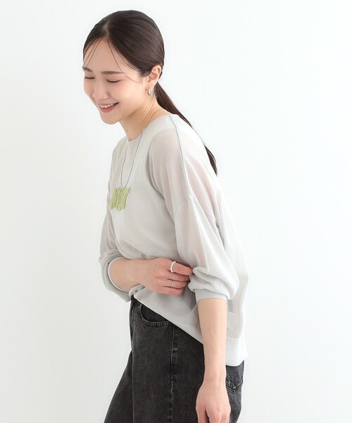Cutie Blonde（キューティーブロンド）の「◆【S-LL】アソートロゴサマーニット（ニット/セーター・レディース・ライトグレー系/ライトイエロー系2/ブラウン系その他3/ネイビー系・01/02/03/04）」の6枚目の写真