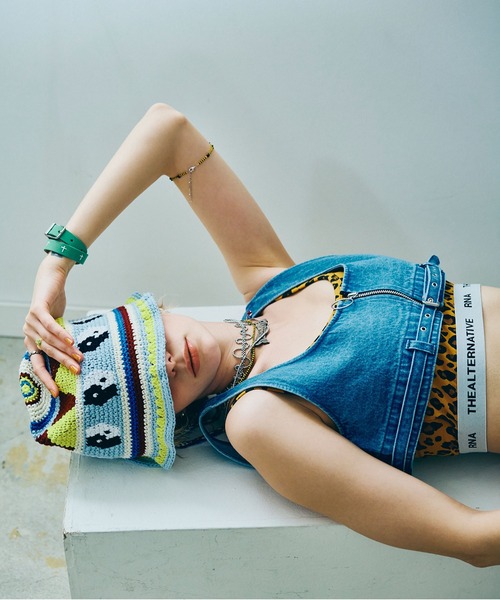 RNA（アールエヌエー）の「E5110 クロシェニットＨＡＴ（ニットキャップ/ビーニー・レディース・ブラウン/ライトブルー/杢グレー・FREE）」の12枚目の写真