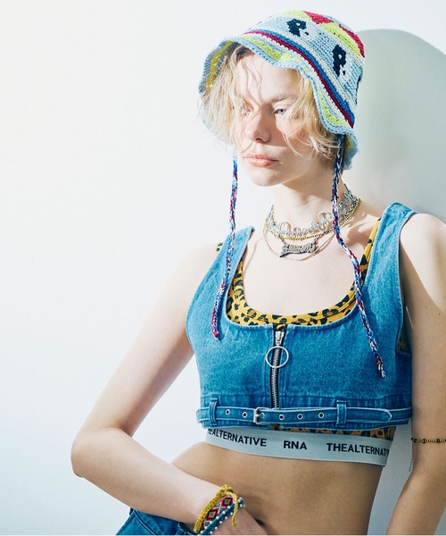 RNA（アールエヌエー）の「E5110 クロシェニットＨＡＴ（ニットキャップ/ビーニー・レディース・ブラウン/ライトブルー/杢グレー・FREE）」の13枚目の写真