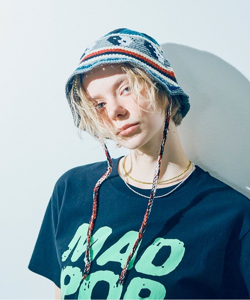 RNA（アールエヌエー）の「E5110 クロシェニットＨＡＴ（ニットキャップ/ビーニー・レディース・ブラウン/ライトブルー/杢グレー・FREE）」の5枚目の写真