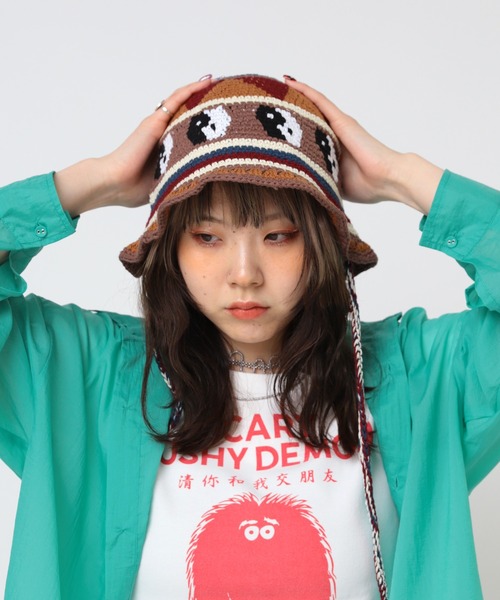 RNA（アールエヌエー）の「E5110 クロシェニットＨＡＴ（ニットキャップ/ビーニー・レディース・ブラウン/ライトブルー/杢グレー・FREE）」の20枚目の写真