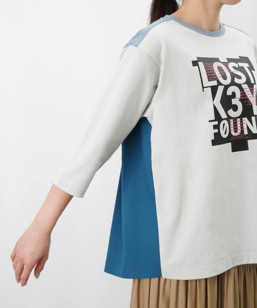 tシャツ LC/LLL ロゴプリントドッキングクルーネックカットソー レディース LADY LUCK LUCA tシャツ LC/LLL ロゴプリントドッキングクルー
