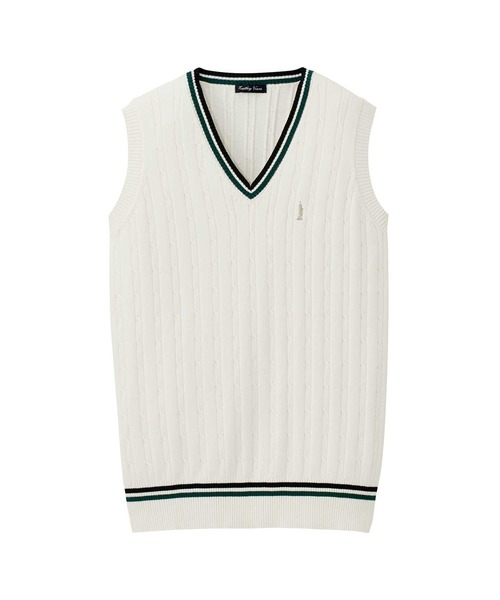 EASTBOY(イーストボーイ)の「ベスト COOLMAX 12G ケーブル編 ライン入り スクール 制服 通学 中学生 高校生(ベスト・キッズ・ベージュ/ネイビー/オフホワイト・13号/11号)」の3枚目の写真
