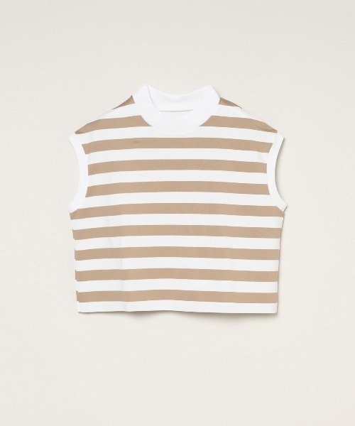 three dots(スリードッツ)の「ビックストライプ フレンチスリーブTシャツ(Tシャツ/カットソー・レディース・ホワイト系その他/グレー×ホワイト/ブラック/ブラック×ホワイト/ホワイト・SMALL)」の2枚目の写真