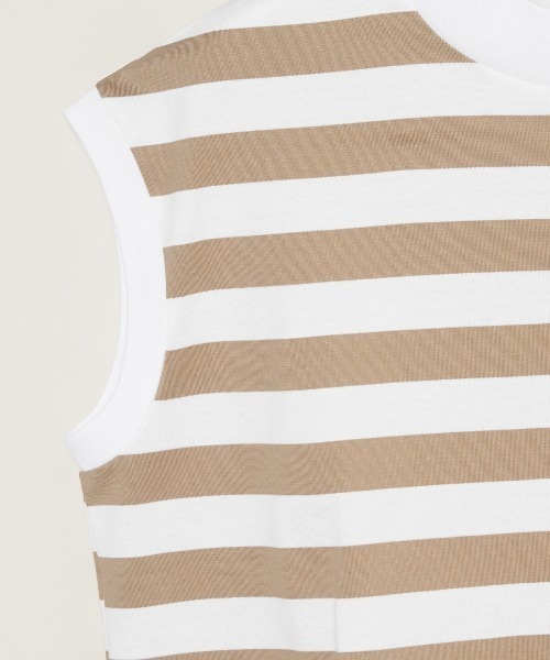 three dots(スリードッツ)の「ビックストライプ フレンチスリーブTシャツ(Tシャツ/カットソー・レディース・ホワイト系その他/グレー×ホワイト/ブラック/ブラック×ホワイト/ホワイト・SMALL)」の8枚目の写真