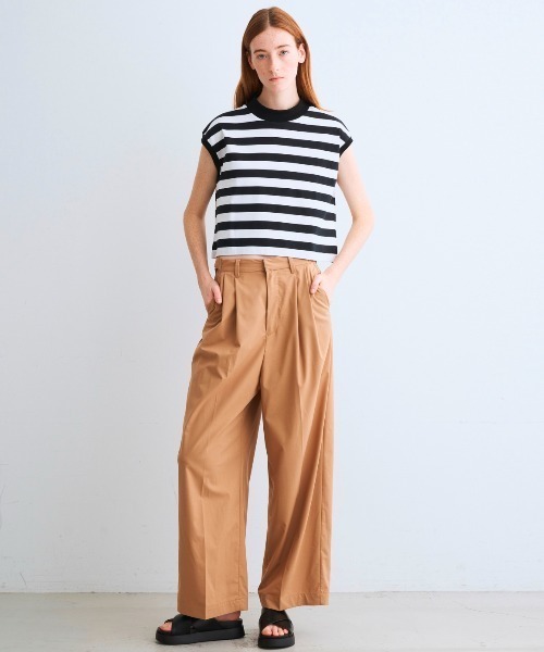 three dots(スリードッツ)の「ビックストライプ フレンチスリーブTシャツ(Tシャツ/カットソー・レディース・ホワイト系その他/グレー×ホワイト/ブラック/ブラック×ホワイト/ホワイト・SMALL)」の14枚目の写真