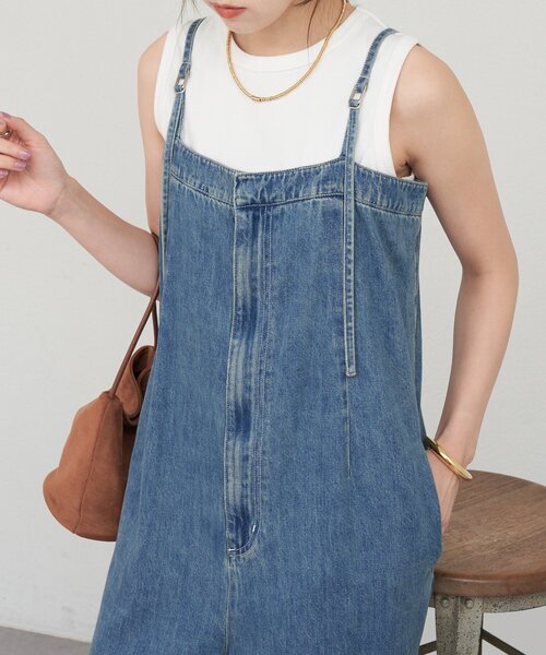 SHENERY（シーナリー）の「《インフルエンサー＠tsuru00コラボ》デニムサロペット（サロペット/オーバーオール・レディース・ブルー/ブラック・36/38）」の3枚目の写真