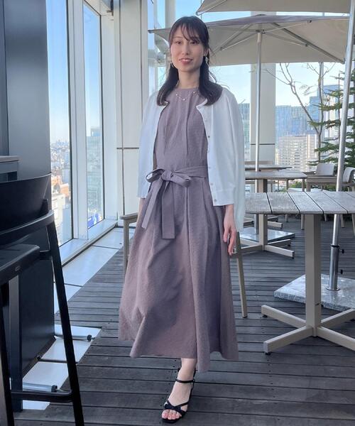 couture brooch（クチュールブローチ）の「【細見え・キレイめ】サッカータックワンピース（ワンピース・レディース・ブラウン系その他/ブルー/ブラック・40/38/42/36）」の4枚目の写真