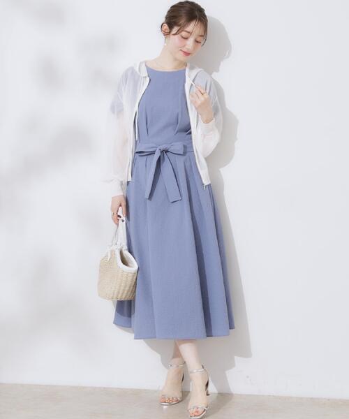 couture brooch（クチュールブローチ）の「【細見え・キレイめ】サッカータックワンピース（ワンピース・レディース・ブラウン系その他/ブルー/ブラック・40/38/42/36）」の14枚目の写真