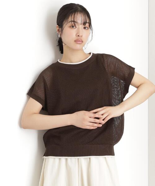 THE SHOP TK (ザ ショップ ティーケー )の「フレンチスリーブメッシュニットタンクセット【洗える】(その他トップス・レディース・ブラック/アイボリー/ライトブルー/ブラウン系その他・13/12)」の4枚目の写真
