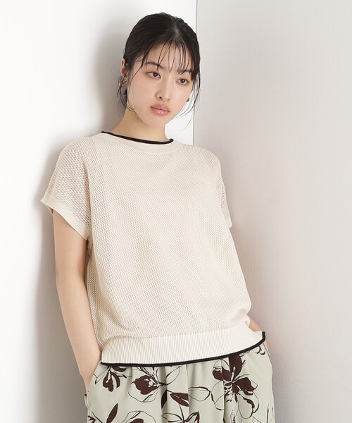 THE SHOP TK (ザ ショップ ティーケー )の「フレンチスリーブメッシュニットタンクセット【洗える】(その他トップス・レディース・ブラック/アイボリー/ライトブルー/ブラウン系その他・13/12)」の2枚目の写真