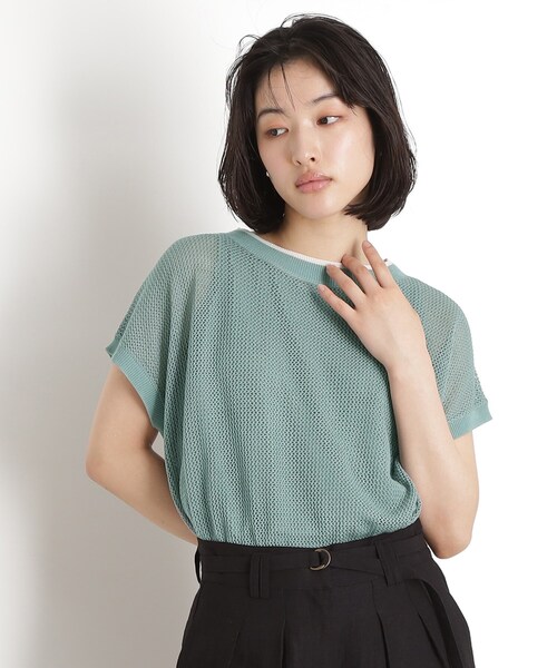 THE SHOP TK (ザ ショップ ティーケー )の「フレンチスリーブメッシュニットタンクセット【洗える】(その他トップス・レディース・ブラック/アイボリー/ライトブルー/ブラウン系その他・13/12)」の1枚目の写真