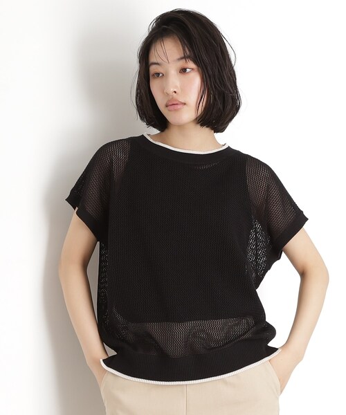 THE SHOP TK (ザ ショップ ティーケー )の「フレンチスリーブメッシュニットタンクセット【洗える】(その他トップス・レディース・ブラック/アイボリー/ライトブルー/ブラウン系その他・13/12)」の3枚目の写真