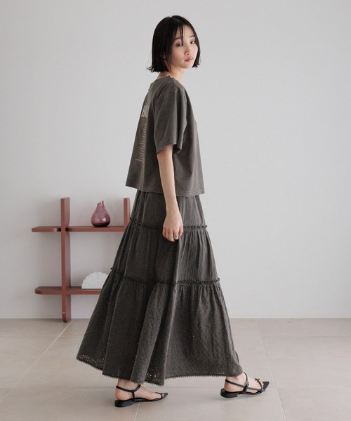 LOWRYS FARM(ローリーズファーム)の「コットンレースボリュームスカート 492791(スカート・レディース・ブラック/チャコールグレー/アイボリー・FREE)」の8枚目の写真