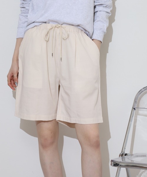 FUNALIVE(ファンアライブ)の「TECH Linen shorts / リネンショートパンツ unisex(その他パンツ・メンズ・ピンク/ブラック/グレイッシュベージュ/ミント/アイボリー・LL/M/L)」の2枚目の写真
