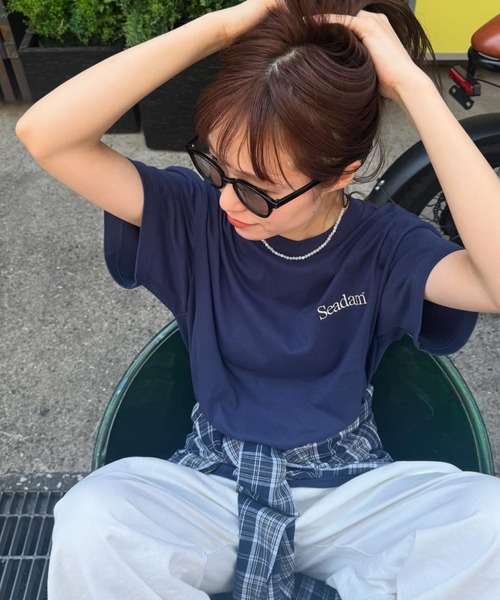 SEADAM（シーダム）の「【SEADAM】〈UNISEX〉ロゴ刺繍ワンポイントTEE（Tシャツ/カットソー・メンズ・インディゴブルー/グレー/ホワイト/ブラック・MEDIUM/LARGE/X-LARGE）」の4枚目の写真