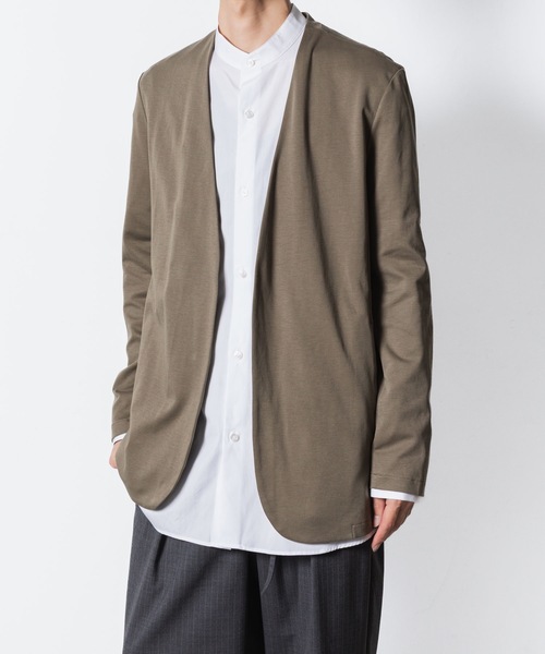 コットンダブルフェイス カラーレスカーディガン / COTTON