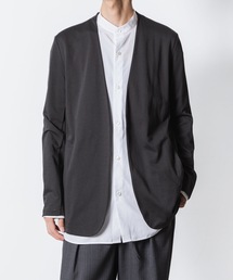 ◆美品 23AW ATTACHMENT ダブルフェイスカラーレスカーディガン ATTACHMENT カーディガン コットンダブルフェイス カラーレス